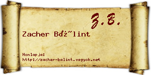 Zacher Bálint névjegykártya